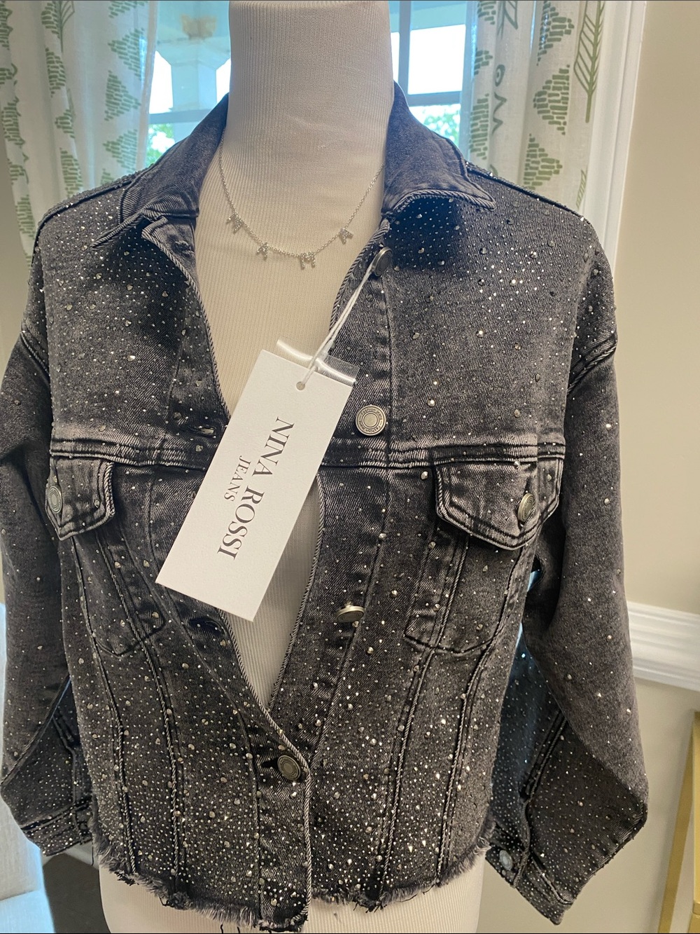 Nina Rossi Black Studded Denim Jacket
